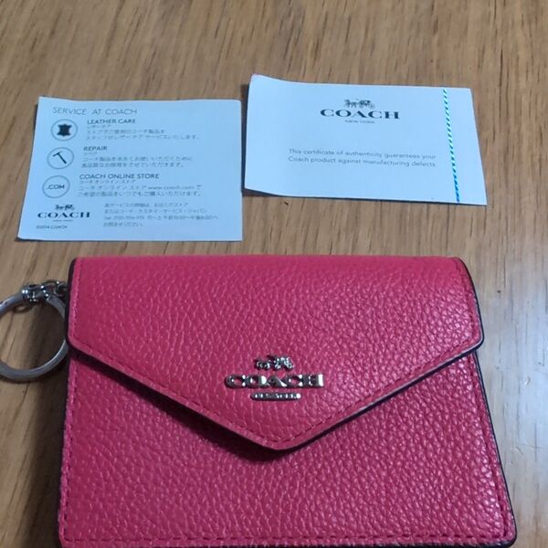 COACH ミニ財布 ピンク レザー