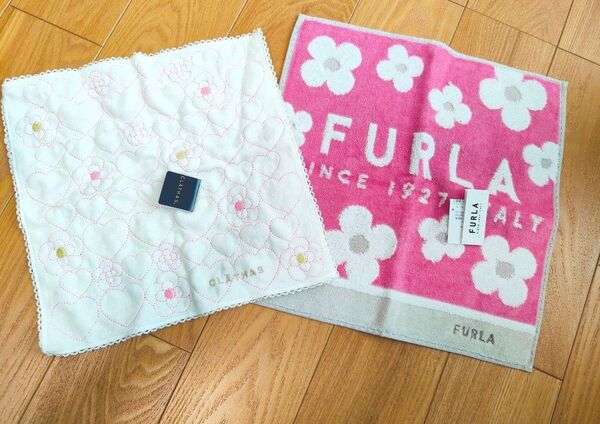 FURLA CLATHAS 2枚組タオルハンカチ【新品・未使用】