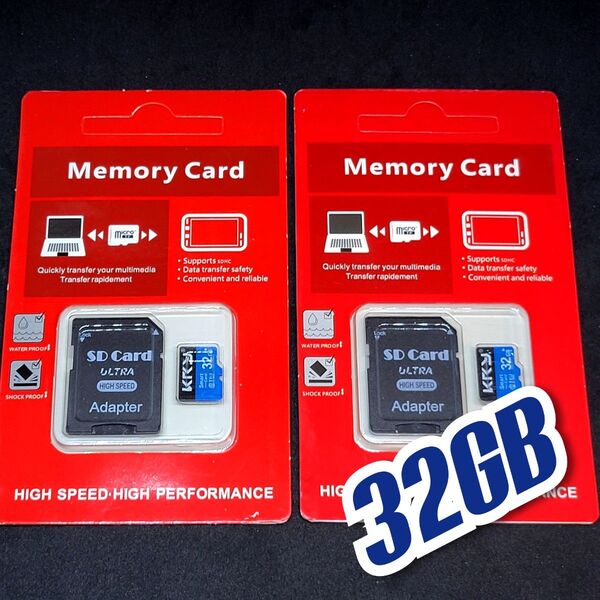 マイクロSD カード 32GB 2枚 microSD class10 UHS -I KRY BLACK-BLUE 2個