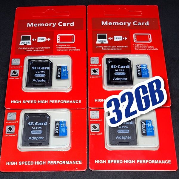 マイクロSD カード 32GB 4枚 microSD class10 UHS -I KRY BLACK-BLUE 4個
