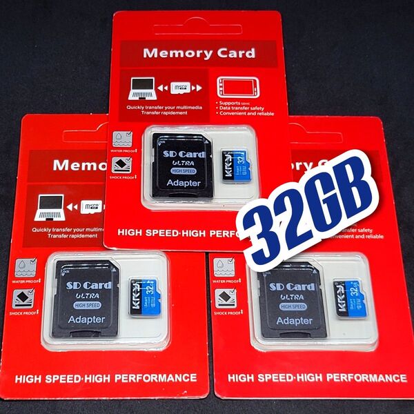 マイクロSD カード 32GB 3枚 microSD class10 UHS -I KRY BLACK-BLUE 3個