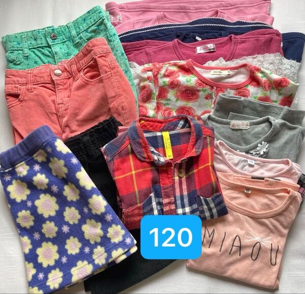 120 女の子 12着 まとめ売り 長袖シャツ トレーナー キュロット 長ズボン 子供服