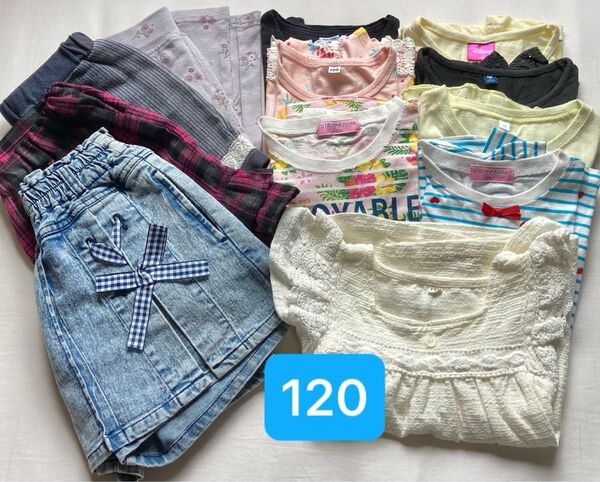 120 女の子 まとめ売り 夏服 半袖 キュロット スカート 12着 子供服 Tシャツ