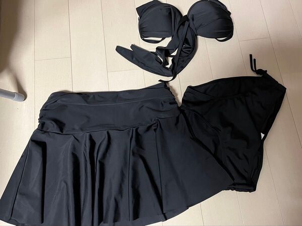 レディース 水着 ブラック 3点セット XL