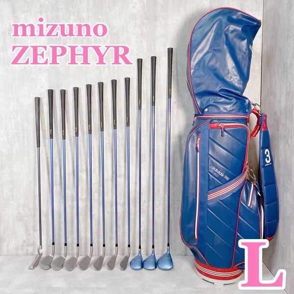W460 mizuno ZEPHYR レディース ゴルフ クラブセット 12点 ミズノ ギンガムチェック ネイビー 赤 かわいい