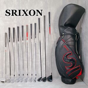 W464 DUNLOP SRIXON スリクソン メンズ ゴルフ クラブセット 12点 赤 黒 かっこいい