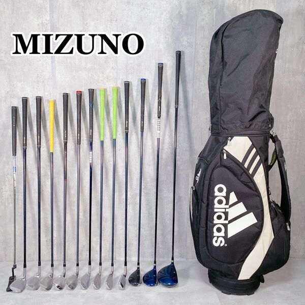 W542 mizuno ミズノ メンズ ゴルフ クラブセット 14点 adidas 黒 初心者 入門
