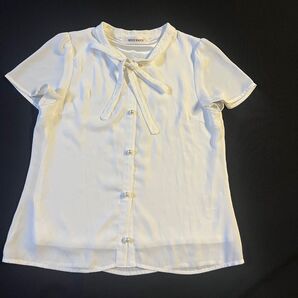 Misch masch ミッシュマッシュ レースリボン付きブラウス 白