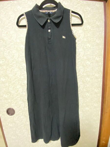 BURBERRY BLUE LABEL ノースリーブシャツワンピース 38 コットン 黒 無地