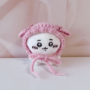 ちいかわ お座りぬいぐるみ ハンドメイド ひつじ ボンネット 帽子 編み物 ピンク