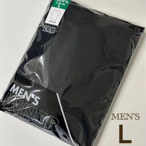 新品★下着 肌着 インナー 半袖シャツ Vネック メンズ 紳士 Lサイズ 黒 2枚組