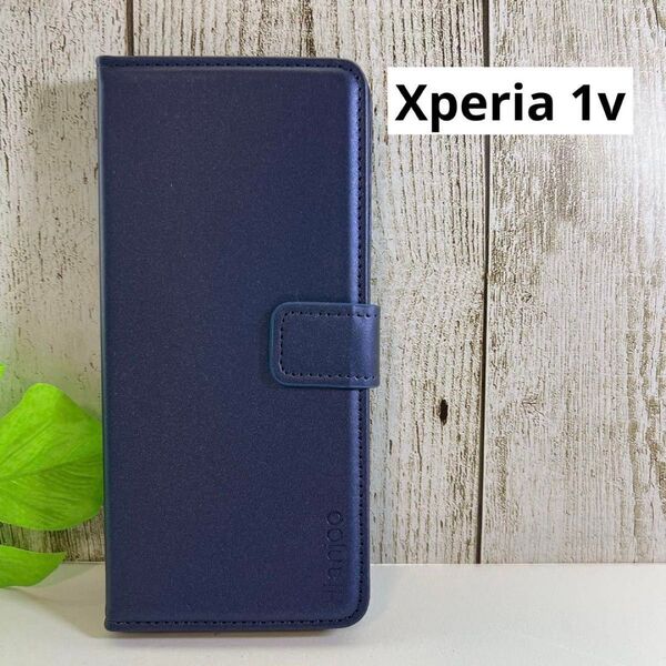 Xperia 1v 手帳型 スマホケース 紺 ネイビー