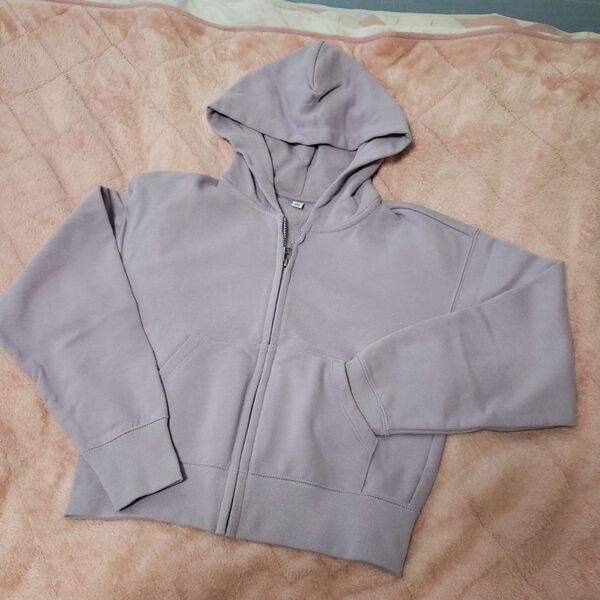 美品 ユニクロ UNIQLO 薄紫色 パープルー S ミドル丈 綿100% スウェット パーカー