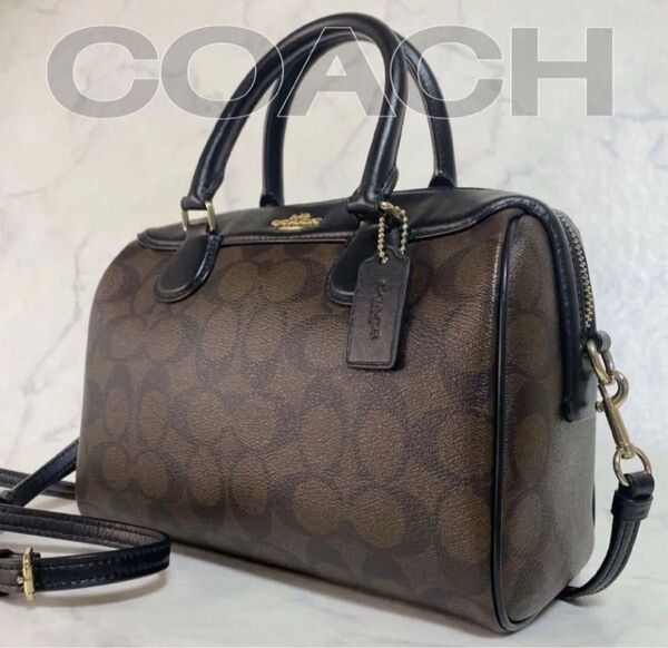 COACH コーチ 2WAYショルダーバッグ ミニベネット シグネチャー PVC ハンドバッグ ショルダーバッグ レザー