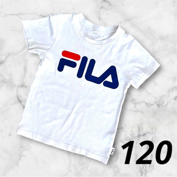482.FILA フィラ 半袖Tシャツ 120㎝ 男の子 ホワイト プリント カッコいい 子供服 キッズ