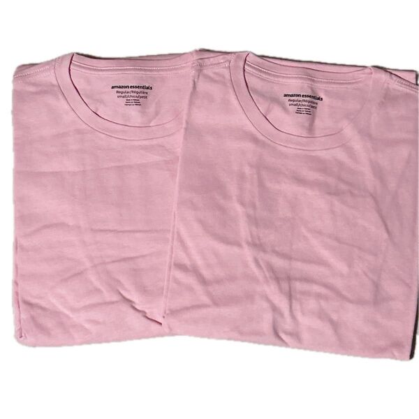 メンズ 2パック ルーズフィット ショート スリーブ クルーネック Tシャツ ピンク