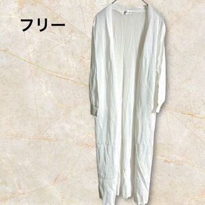 ロングカーディガン レディース 薄手 オフィス UVカット 冷房対策 白 フリーサイズ