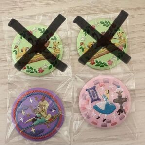 ディズニー Disney Characters 刺繍缶バッジ アラジン 不思議の国のアリス 2個セット