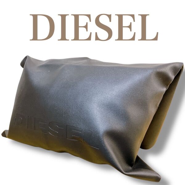 DIESEL ディーゼル 良品 ユニセックス レザー ビッグロゴ クラッチバッグ セカンドバッグ ブラック 黒