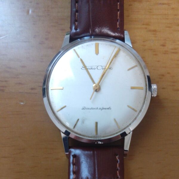【稼働品】Seiko Crown Diashock 21jewels 腕時計 機械式手巻き ヴィンテージ