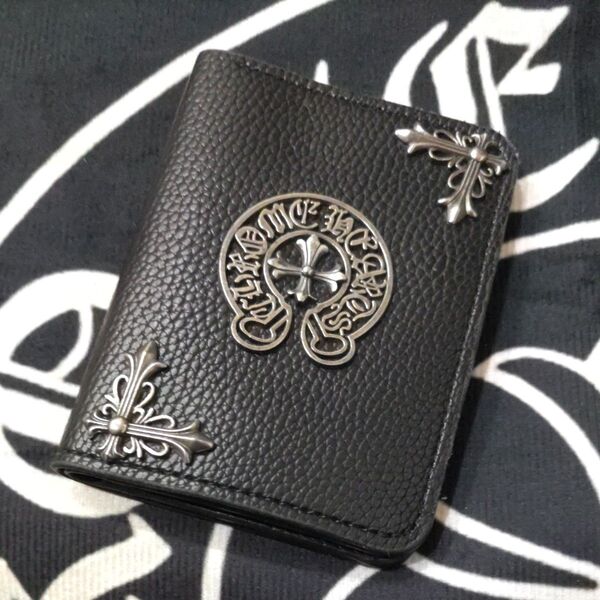 本革×シルバー 2つ折り財布 クロムハーツ好きに