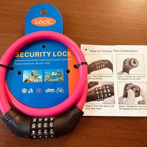 【新品未使用】セキュリティロック 海外旅行 自転車 防犯用 鍵 ピンク ダイヤル式