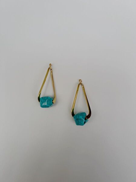 ハンドメイドピアス トライアングル ターコイズ ゴールド