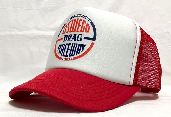 Oswego Drag トラッカーキャップ 新品 ホワイト×レッド アメカジ メッシュキャップ