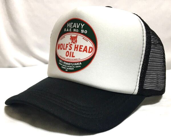 WOLF'S HEAD OILレトロプリント トラッカーキャップ 新品 アメカジ メッシュキャップ