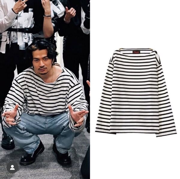 OUTIL TRICO ASST バスクシャツ BLACK×WHITE