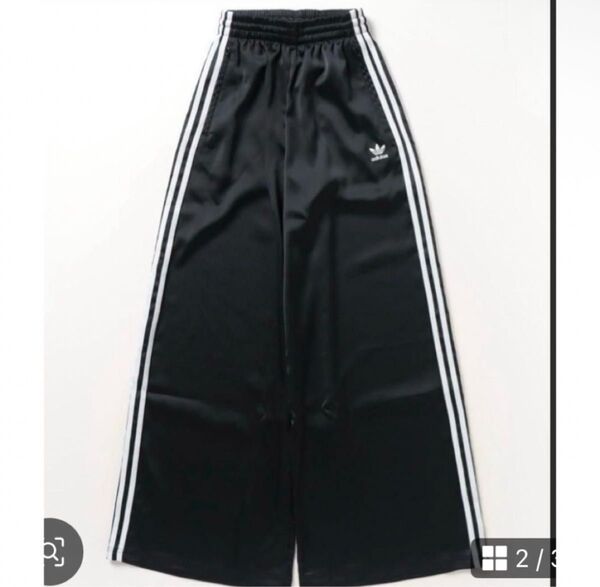 adidas サテンワイドレッグパンツ L