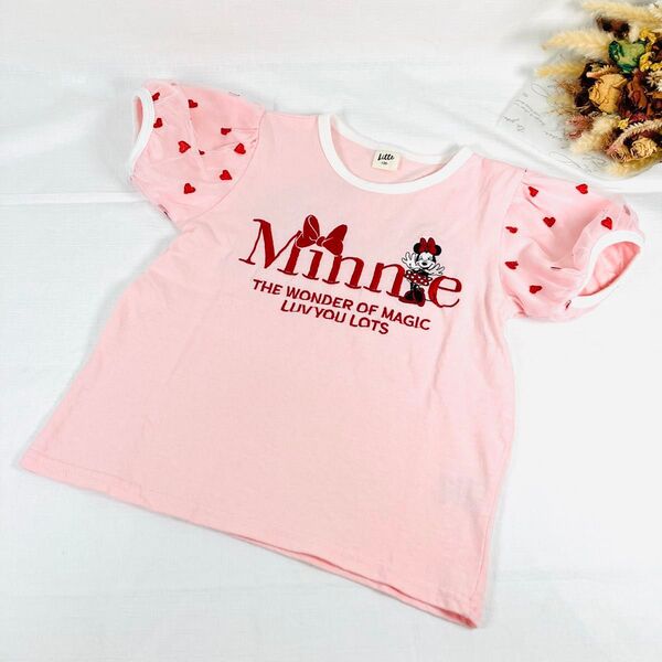 Littc リトシー 120サイズ ミニーマウス チュール袖 Tシャツ