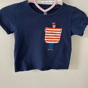 グラニフ ウォーリー刺繍ネイビーTシャツ 90