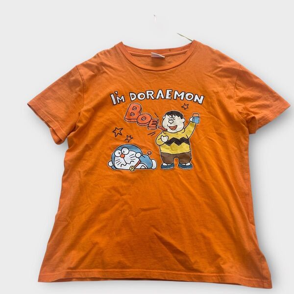 ドラえもん Tシャツ オレンジ プリントカットソー 半袖 春夏 メンズ トップス