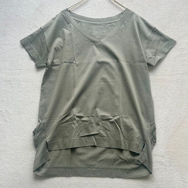 BAYFLOW ベイフロー カーキ Vネック 半袖 カットソー サイズ2 コットン Tシャツ ユニセックス