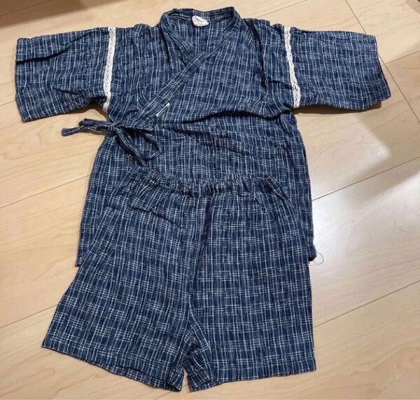 子供用 甚平 セットアップ ネイビー 95