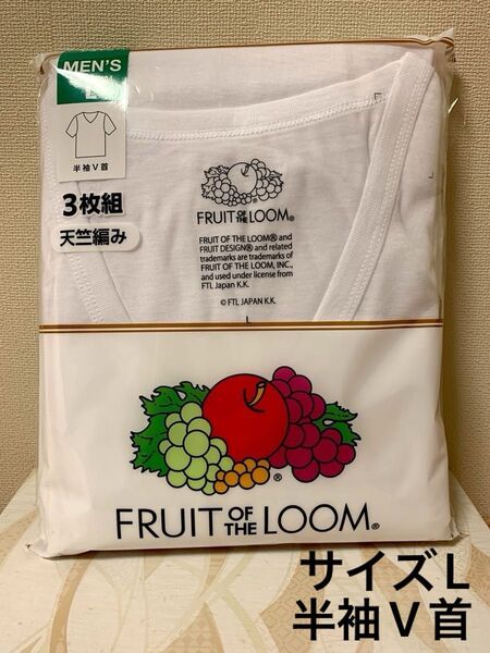 FRUIT OF THE LOOM フルーツオブザルーム インナーシャツ メンズTシャツ肌着天竺編み 3枚組 半袖V首 Lサイズ