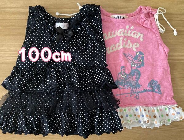 ワンピース チュニック 100cm タンクトップ ノースリーブ 西松屋 女の子 フリル ドット 子供服