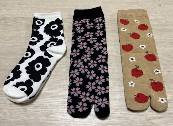 足袋靴下 キッズ レディース 下駄用靴下 足袋ソックス 花柄 約17cm-23cm