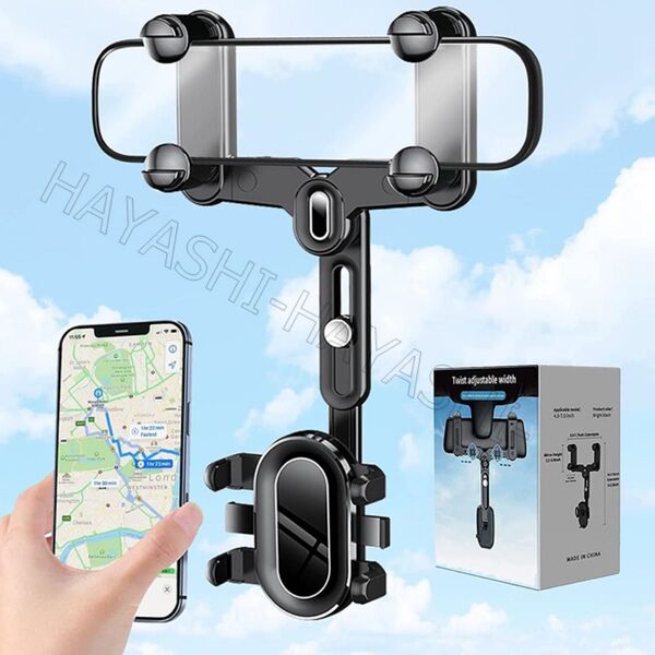 スマホホルダー 車載ホルダー ミラー バックミラー 専用 クリップ式 ルームミラー 携帯ホルダー スマートフォンホルダー
