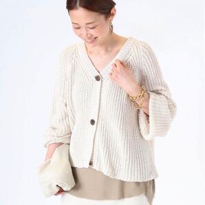 美品 DEUXIEME CLASS ドゥーズィエムクラス Multiply カーディガン シルクリネン混