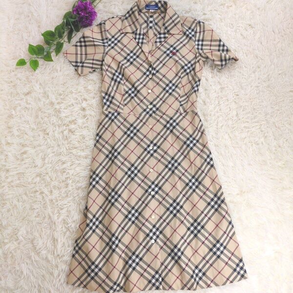 BURBERRY BLUELABEL シャツ フレア ワンピース ノバチェック