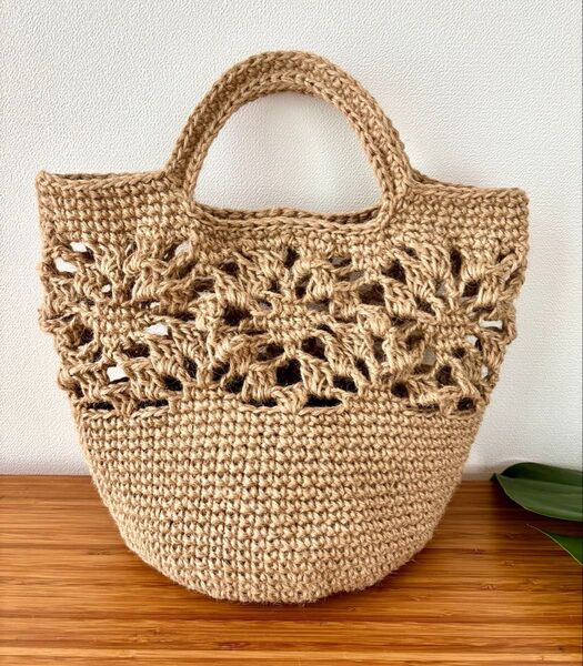 麻紐バッグ 模様入り10 ハンドメイド