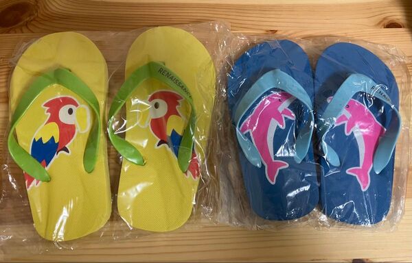 キッズ 新品未開封 ビーチサンダル イエローとブルー