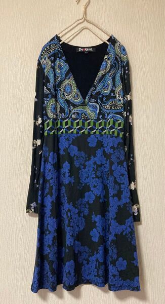 デシグアル Desigual エスニック カシュクール風 ワンピース ペイズリー 花柄 Lサイズ