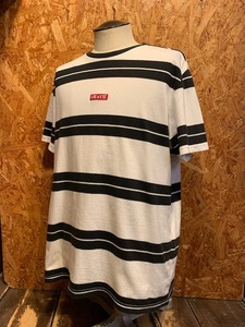 メンズ Tシャツ かわいいロゴ♪ Levi's リーバイス 半袖 ホワイト ブラック ボーダー 柄 ロゴ FB431LPL / L