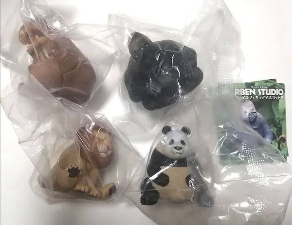 RBEN STUDIO アニマルフィギュアマスコット2 全4種セット カバ ゴリラ パンダ ライオン リーベンスタジオ