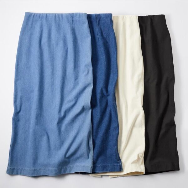 UNIQLO デニムジャージーナローロングスカート ブラック