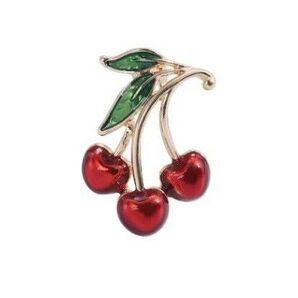 ブローチ さくらんぼE サクランボ エナメル調 かわいい 可愛い アクセサリーピン