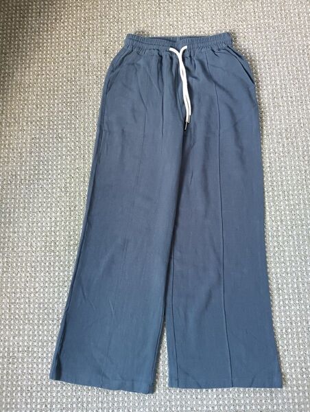 クーポン使って700円美品BITTOKO ロープ紐リネン混イージーパンツ36